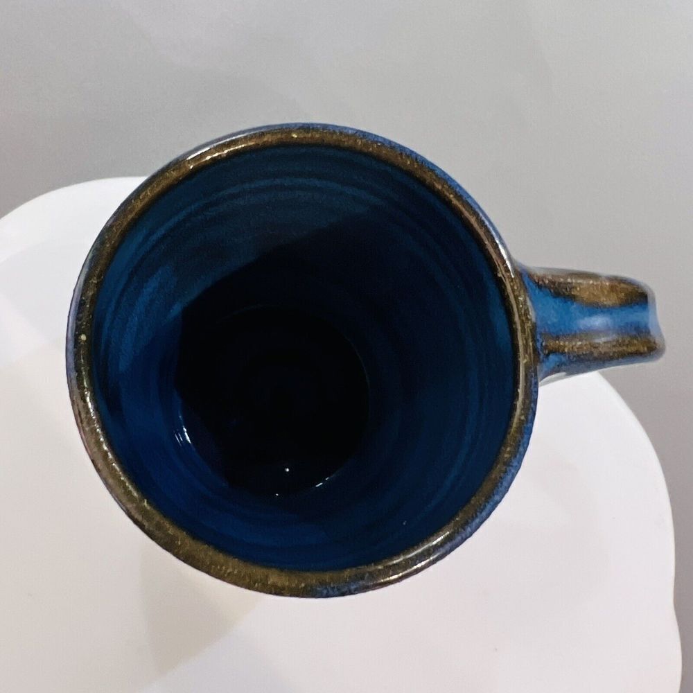 Catherine Honoré Jones Studio Art Pottery Mug chj 05 Peace Brown Black Blue - Picture 3 of 6